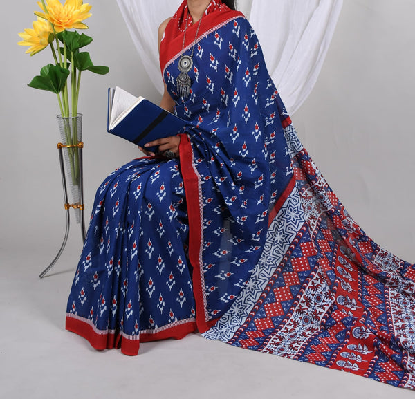 Jaipuri Mulmul Cotton Printed Saree With Blouse