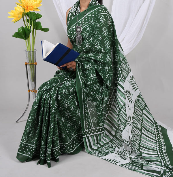 Jaipuri Mulmul Cotton Printed Saree With Blouse