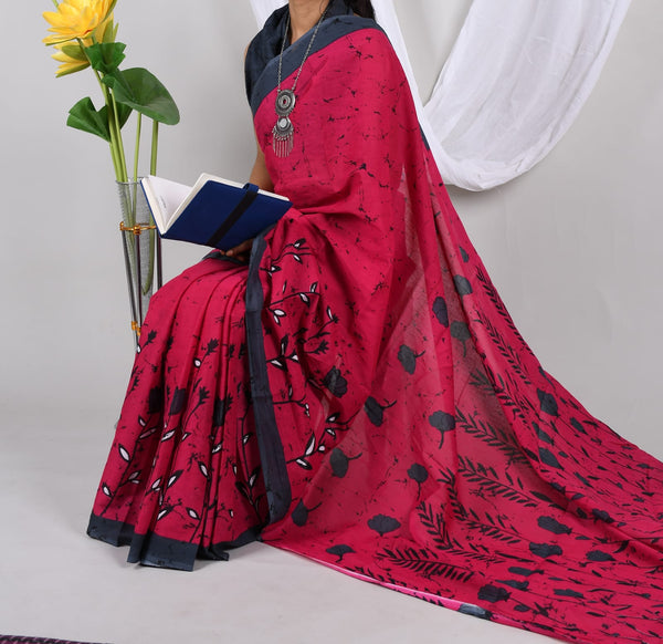 Jaipuri Mulmul Cotton Printed Saree With Blouse