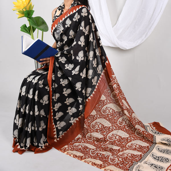 Jaipuri Mulmul Cotton Printed Saree With Blouse