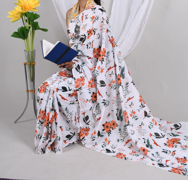 Jaipuri Mulmul Cotton Printed Saree With Blouse