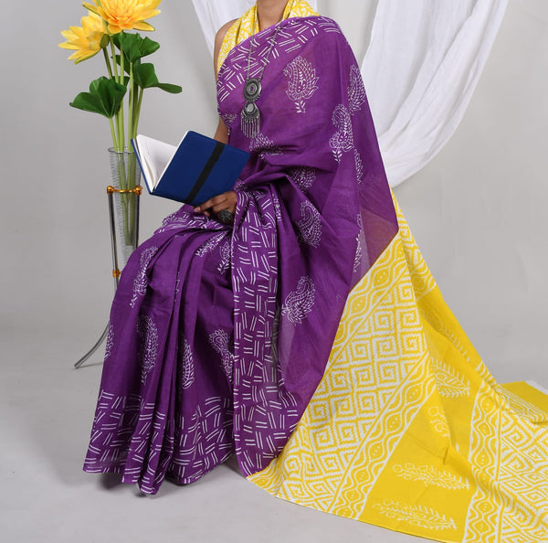Jaipuri Mulmul Cotton Printed Saree With Blouse