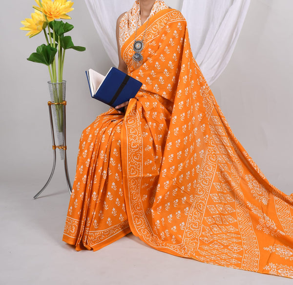 Jaipuri Mulmul Cotton Printed Saree With Blouse