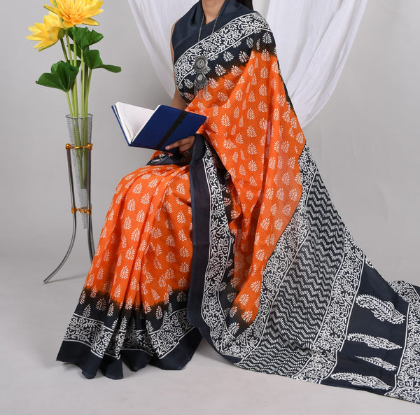 Jaipuri Mulmul Cotton Printed Saree With Blouse