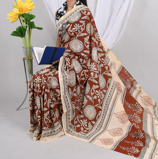 Jaipuri Mulmul Cotton Printed Saree With Blouse