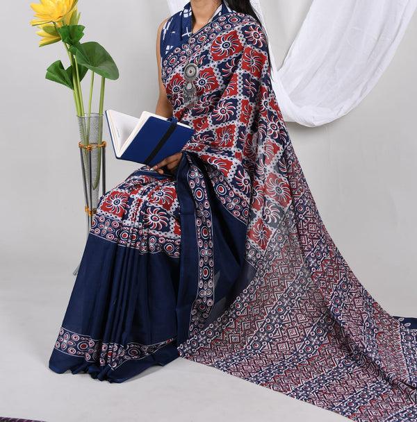 Jaipuri Mulmul Cotton Printed Saree With Blouse