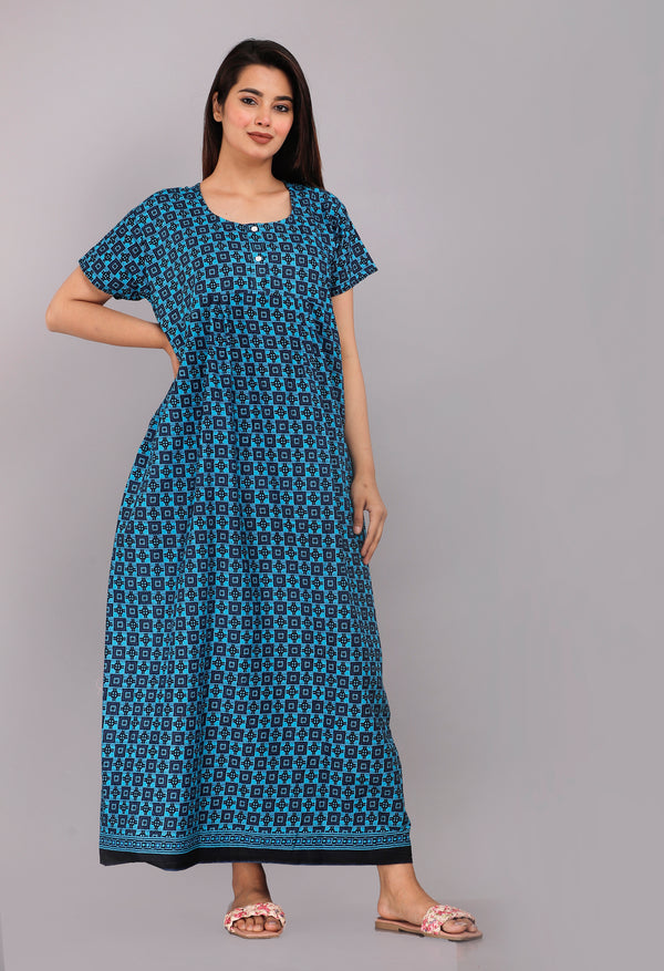 Cotton Printed Night Gown For Women