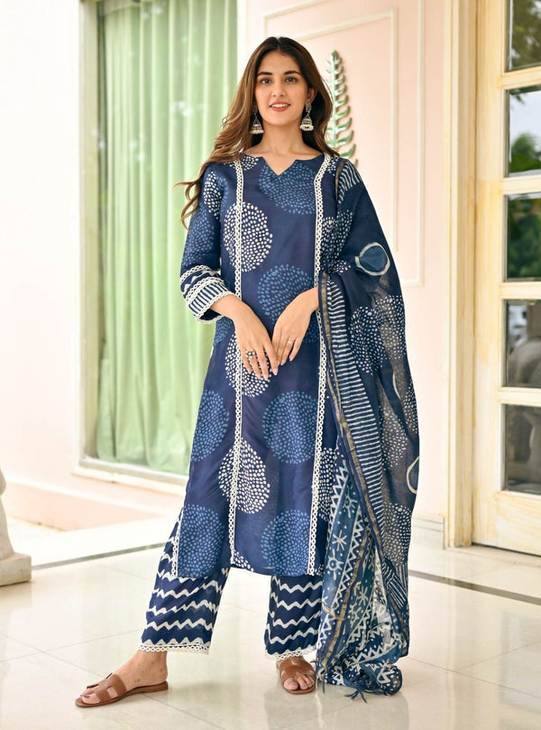 Indigo Buttas Printed Kurta Bottom Set For Women