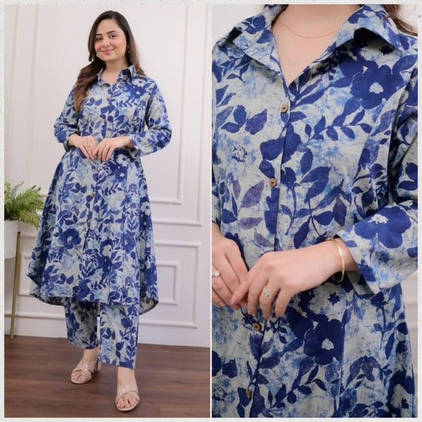 Blue Multi Printed Stylish Leisure Wear Set