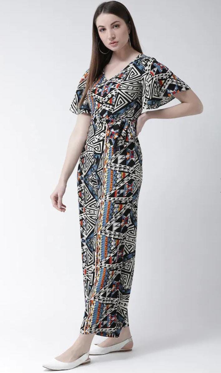 Multicolour Rayon Traditional Prints Jumpsuit