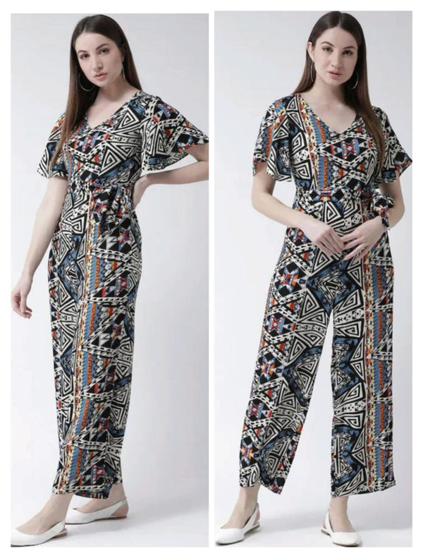 Multicolour Rayon Traditional Prints Jumpsuit