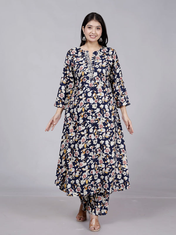 Black Modal Rayon Digital Printed  Kurta Bottom Set With Work On Front