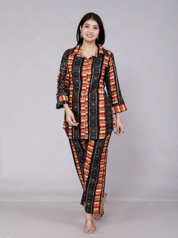 Comfortable Black Multi Print Modal Printed Co-Ord Set